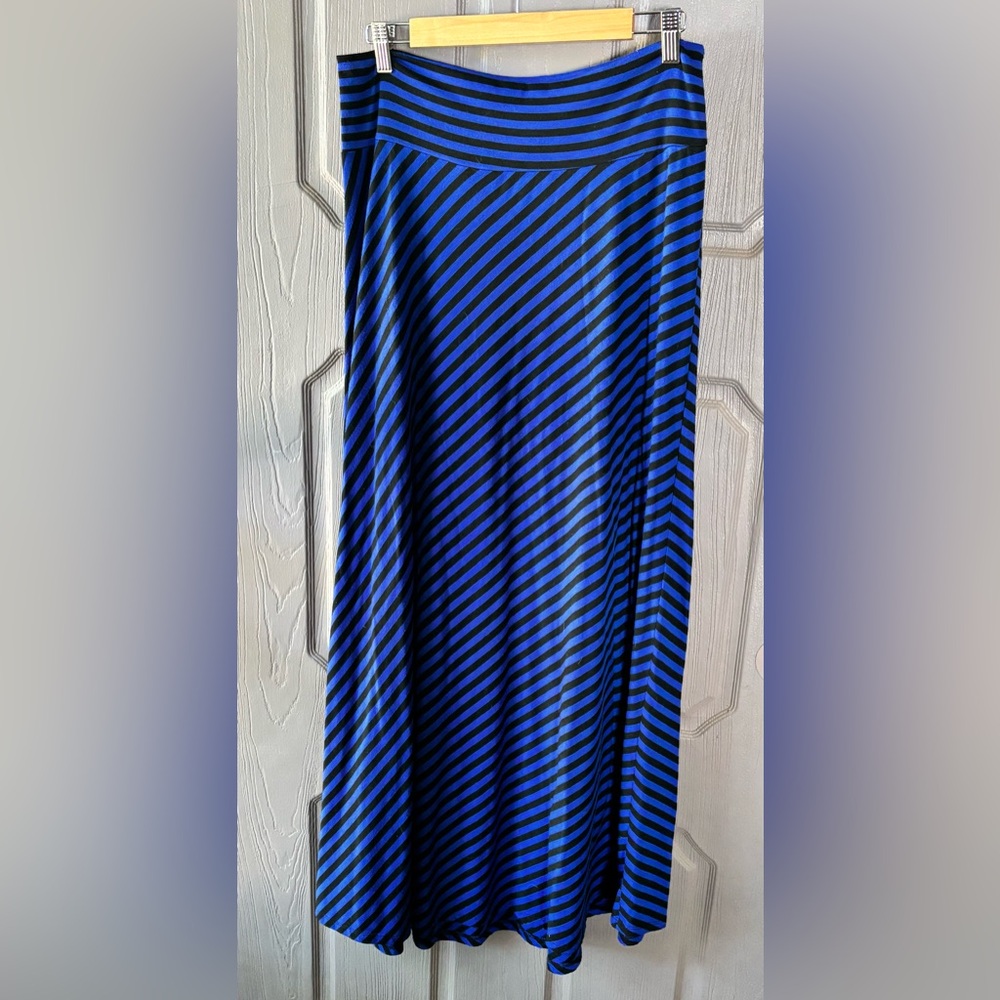 Blue and Black Maxi Pencil Skirt for Work